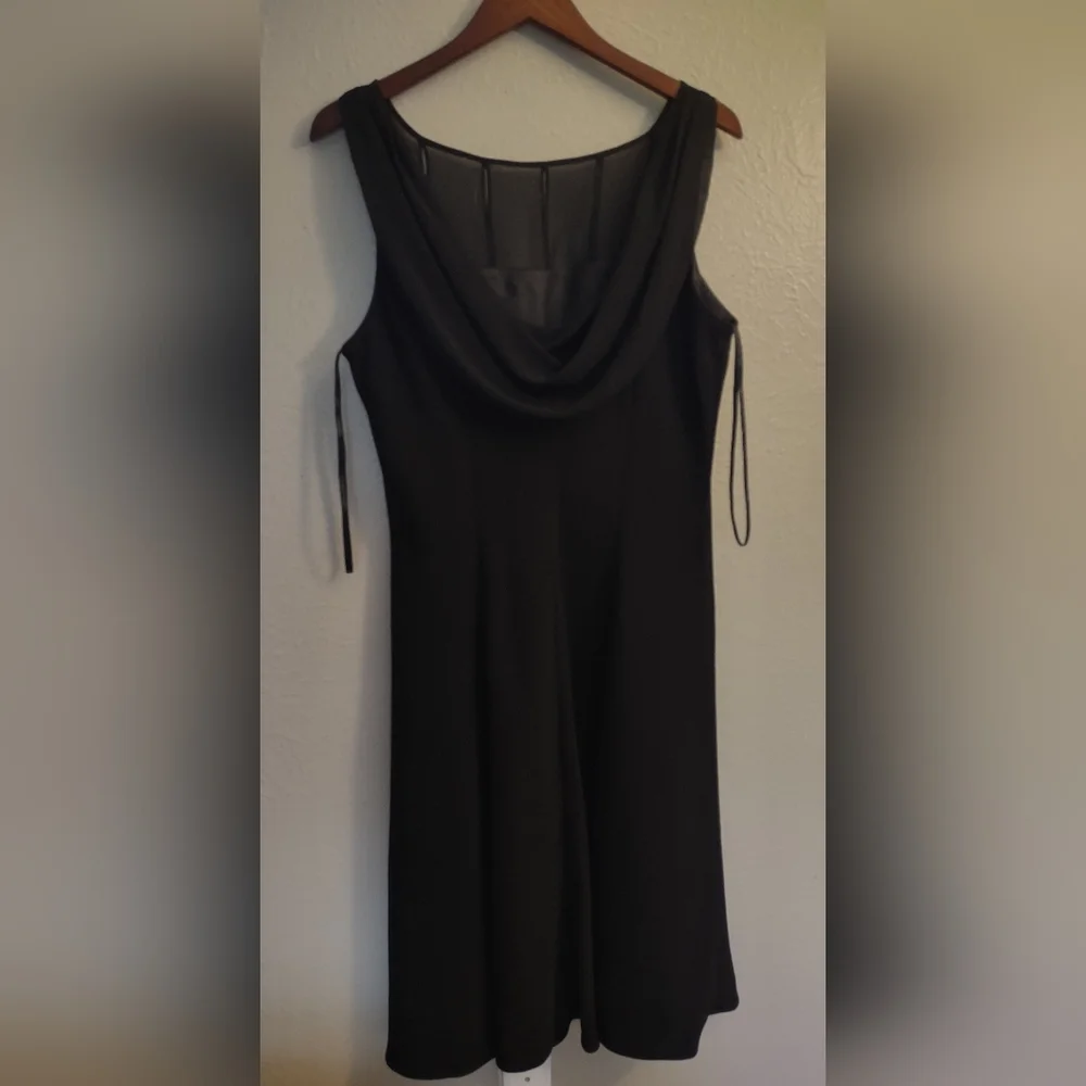 Evan-Picone Black Rhinestone Embellished Drape Back Dress Size 16 - Picture 11 of 16